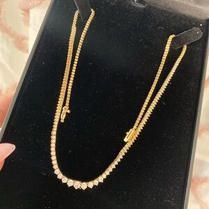 Gifted 🎁 14k yellow gold diamond tennis necklace